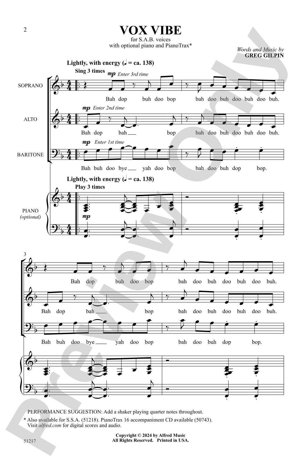 Vox Vibe: SAB Choral Octavo