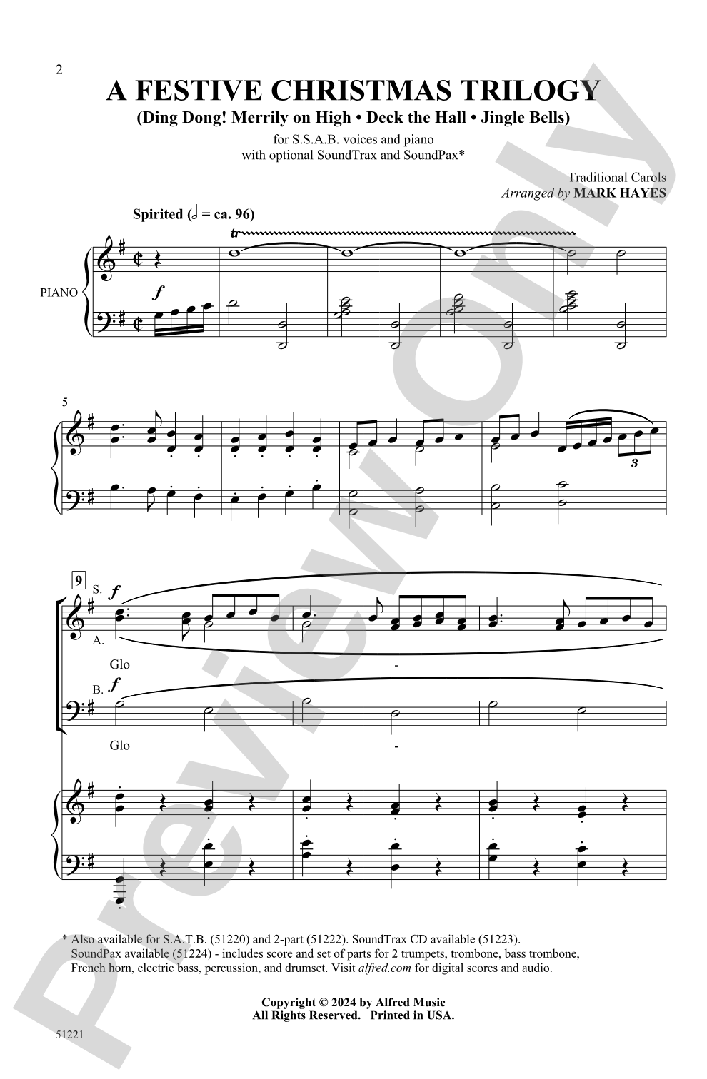 A Festive Christmas Trilogy: SSAB Choral Octavo