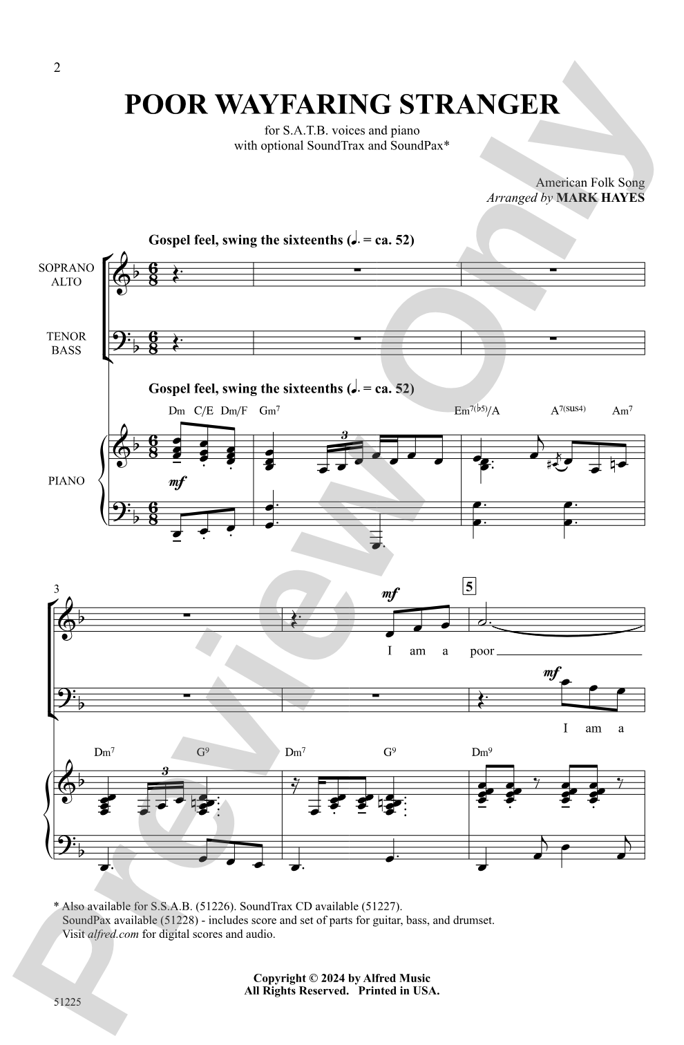 Poor Wayfaring Stranger: SATB Choral Octavo