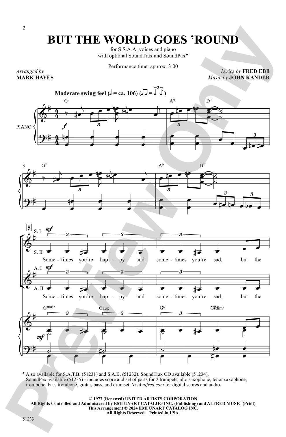 But the World Goes 'Round: SSA Choral Octavo
