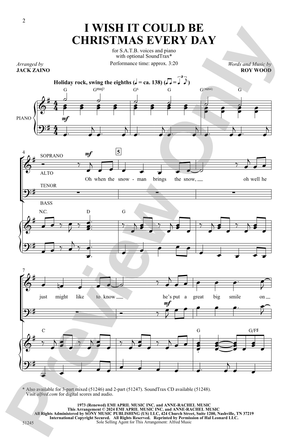 I Wish It Could Be Christmas Every Day: SATB Choral Octavo