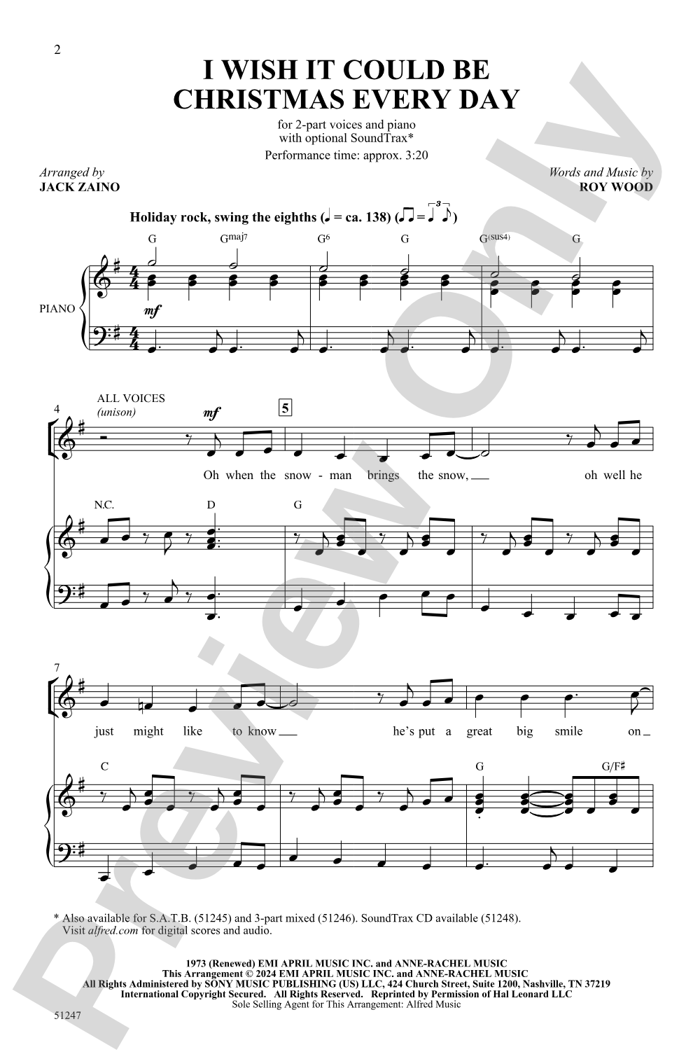 I Wish It Could Be Christmas Every Day: 2-Part Choral Octavo