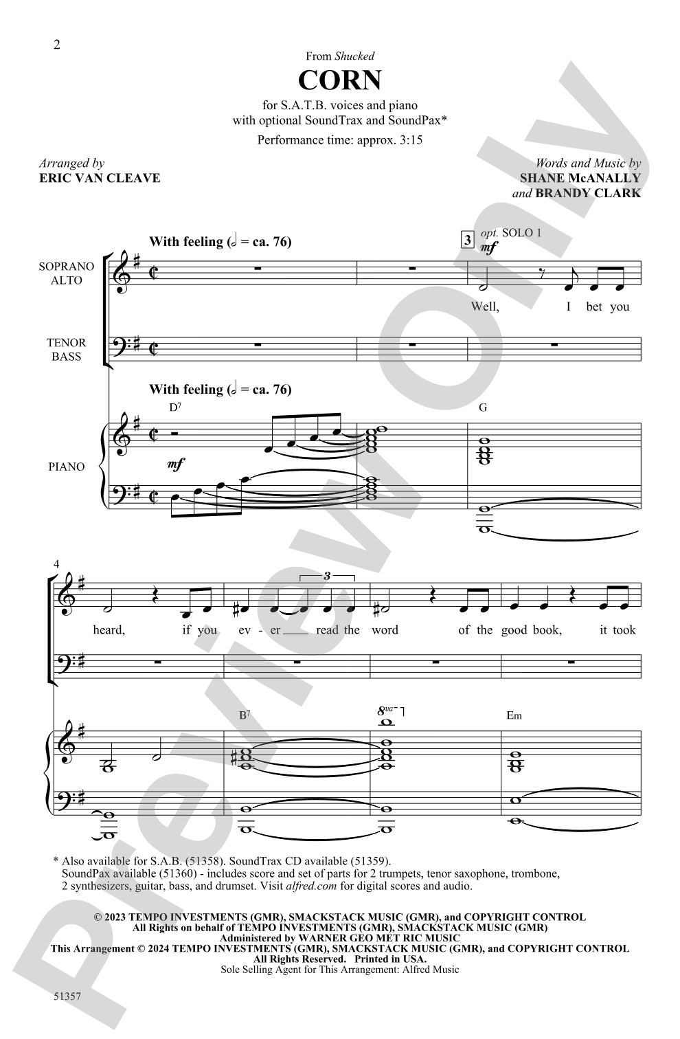 Corn: SATB Choral Octavo