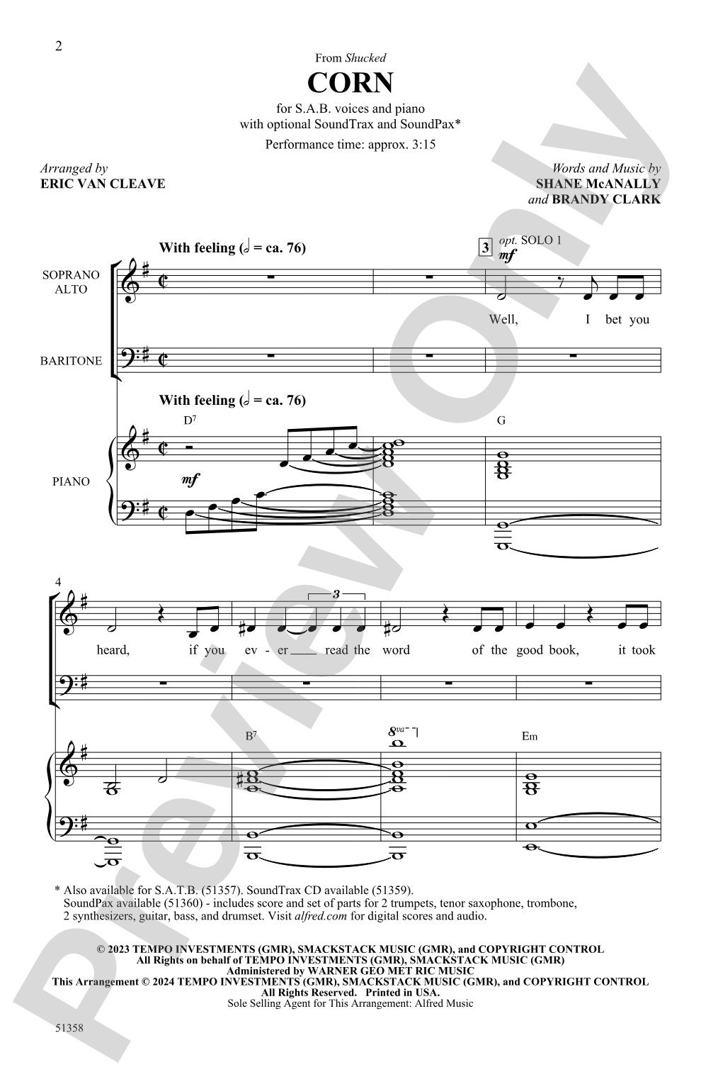 Corn: SAB Choral Octavo