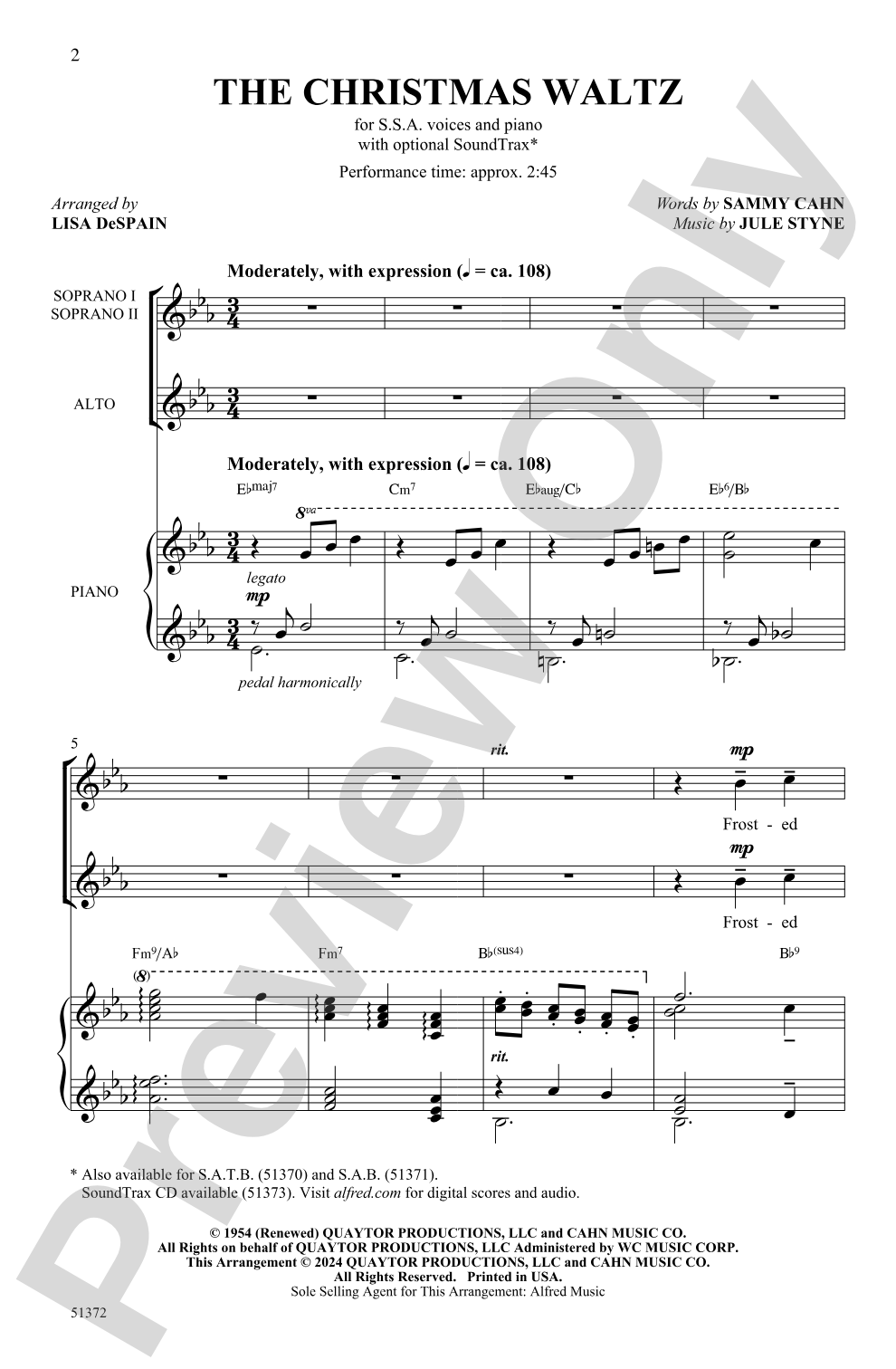 The Christmas Waltz: SSA Choral Octavo