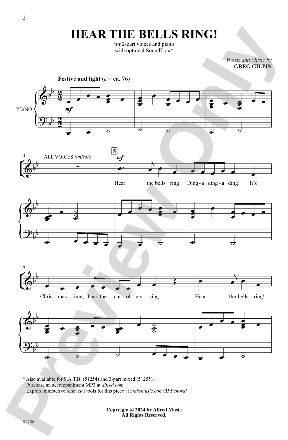 Hear the Bells Ring!: 2-Part Choral Octavo