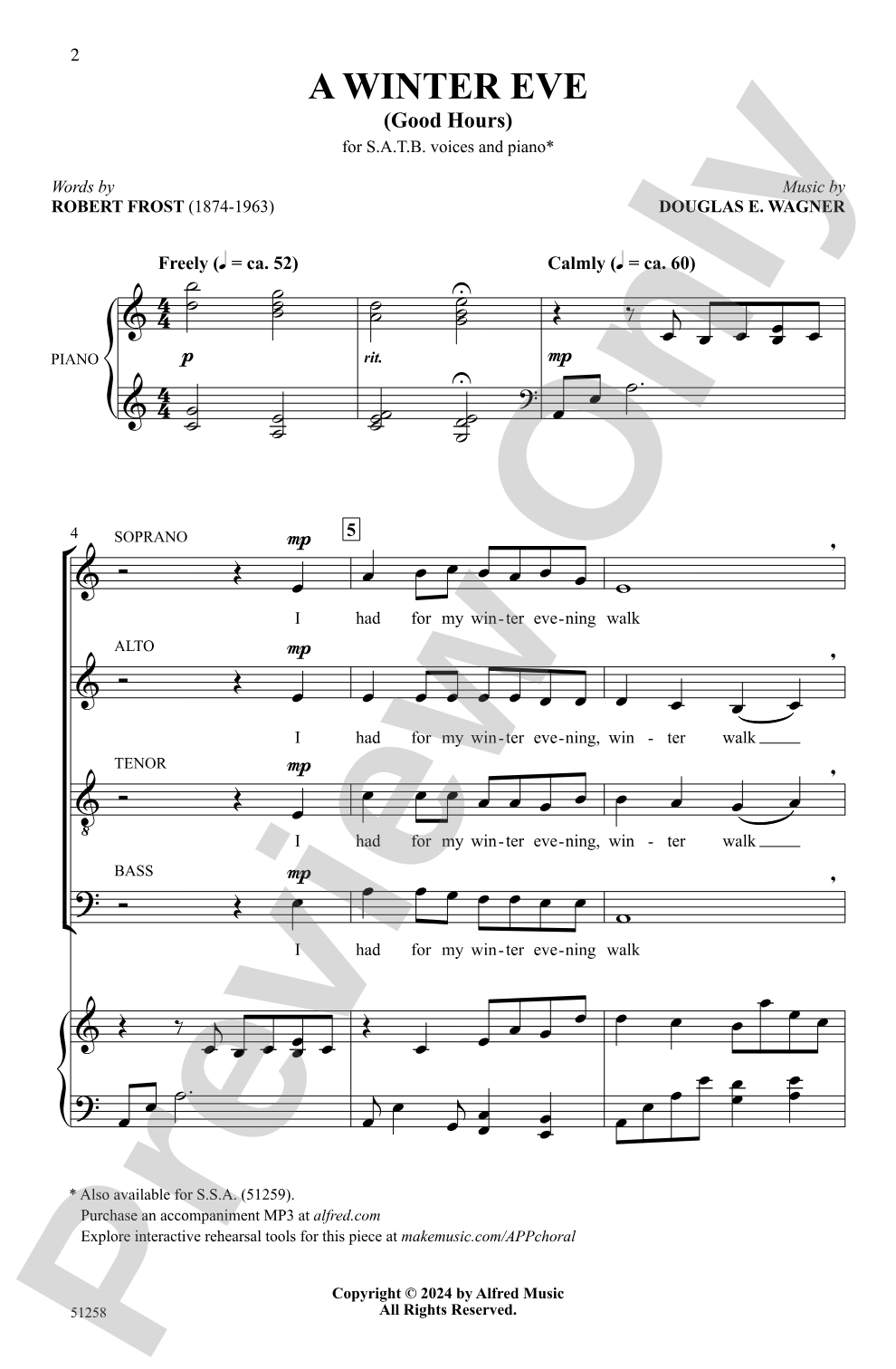 A Winter Eve: SATB Choral Octavo