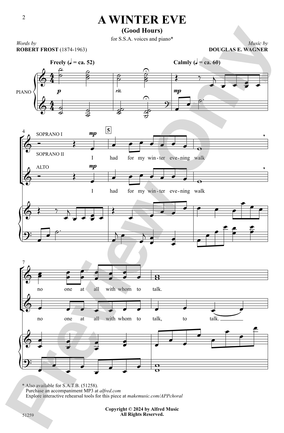 A Winter Eve: SSA Choral Octavo