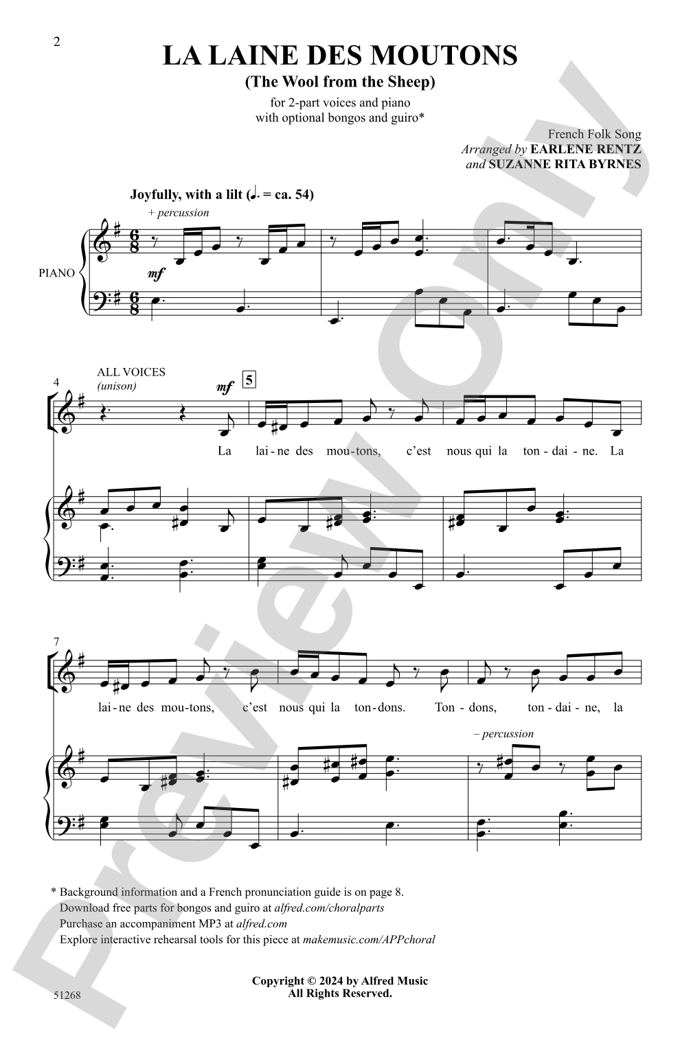 La Laine des Moutons: 2-Part Choral Octavo