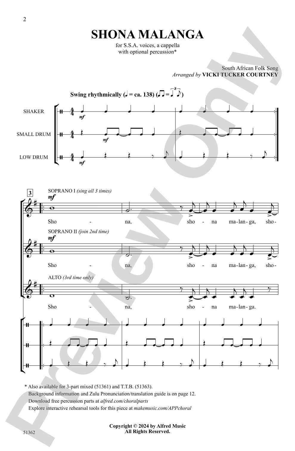 Shona Malanga: SSA, <I>a cappella</I> Choral Octavo