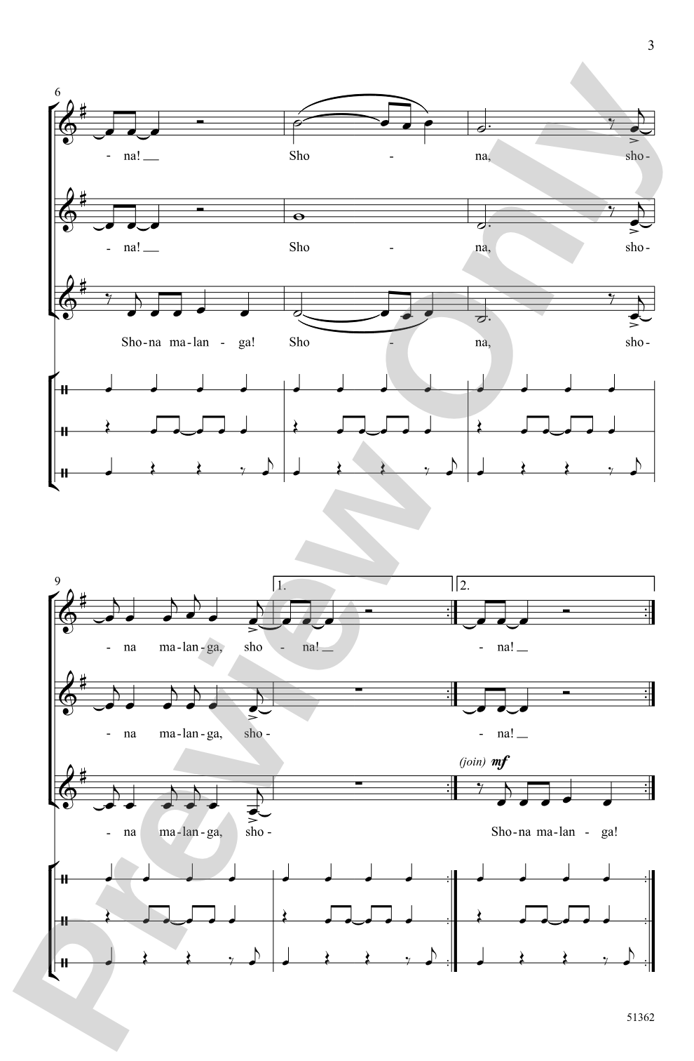 Shona Malanga: SSA, <I>a cappella</I> Choral Octavo