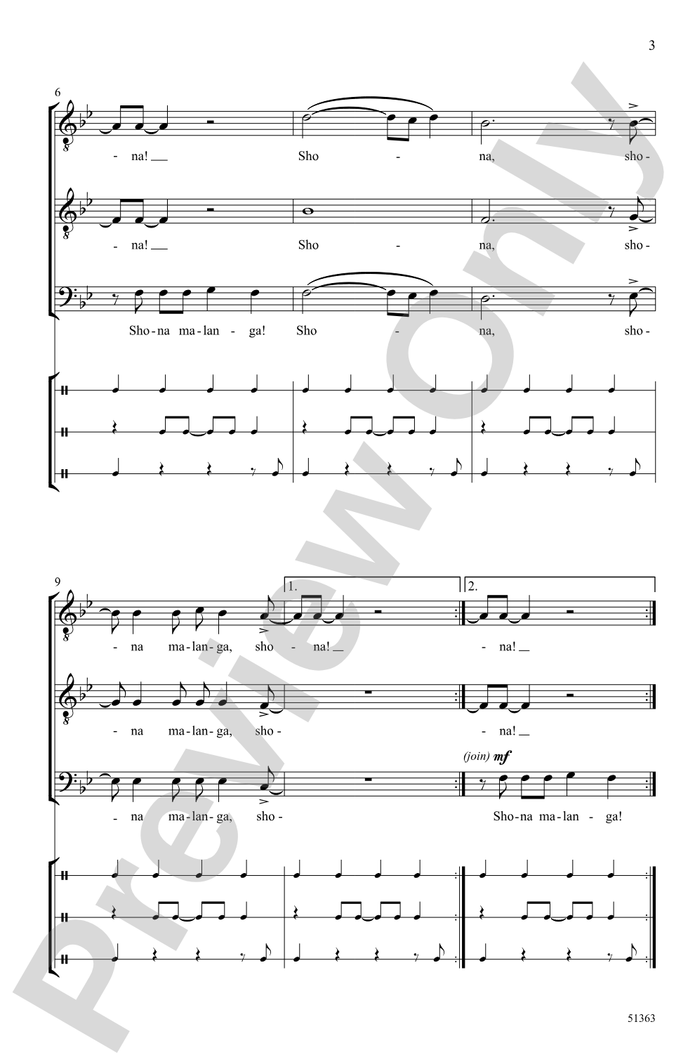 Shona Malanga: TTB, <I>a cappella</I> Choral Octavo