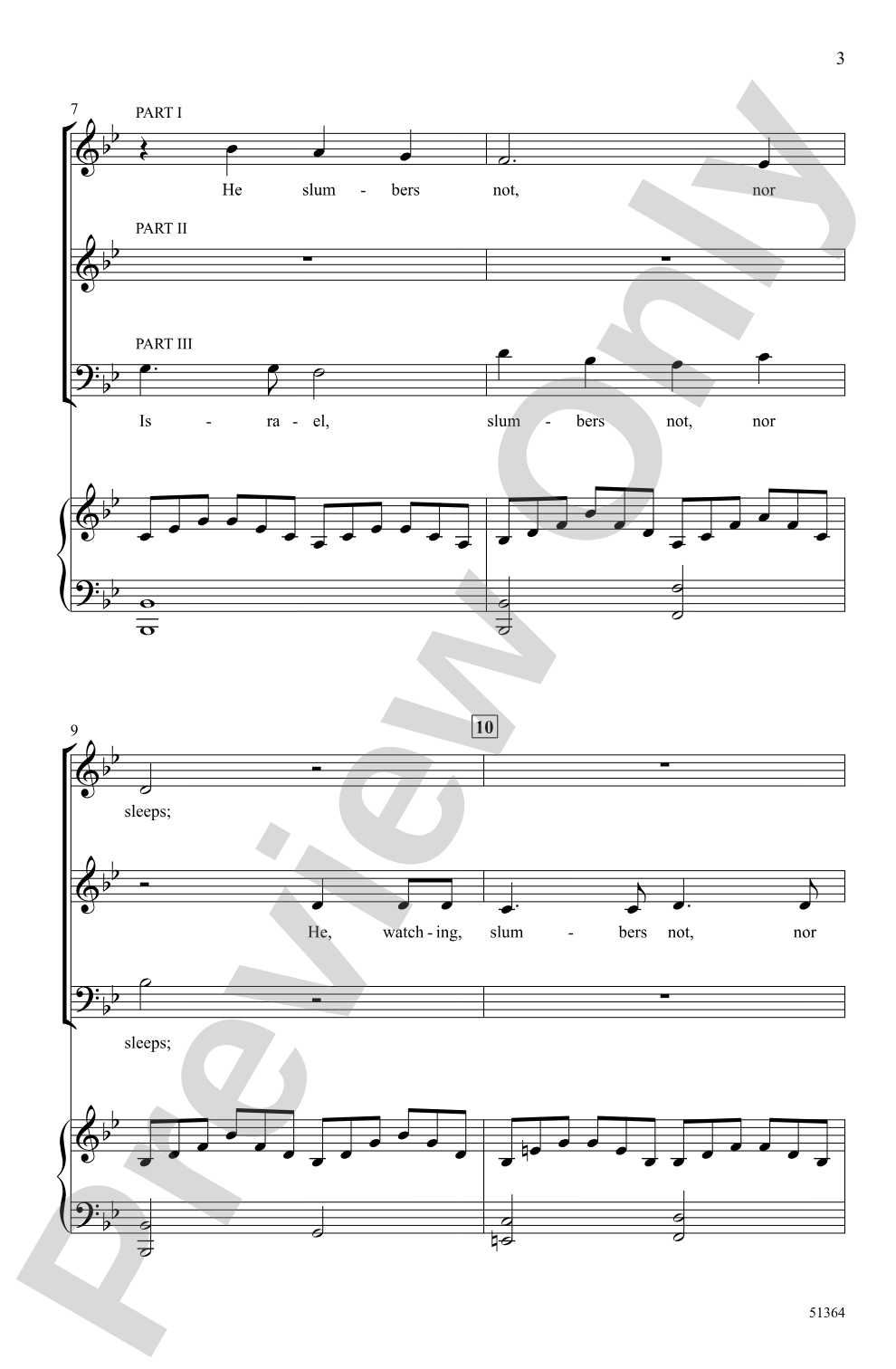 He, Watching Over Israel: 3-Part Mixed Choral Octavo