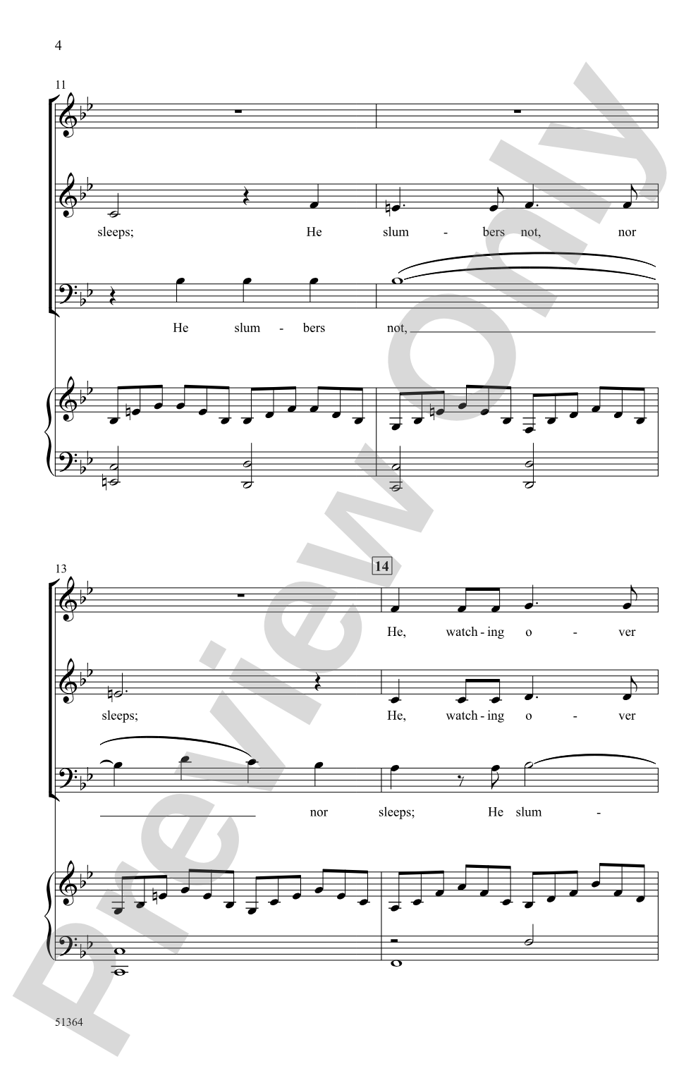 He, Watching Over Israel: 3-Part Mixed Choral Octavo