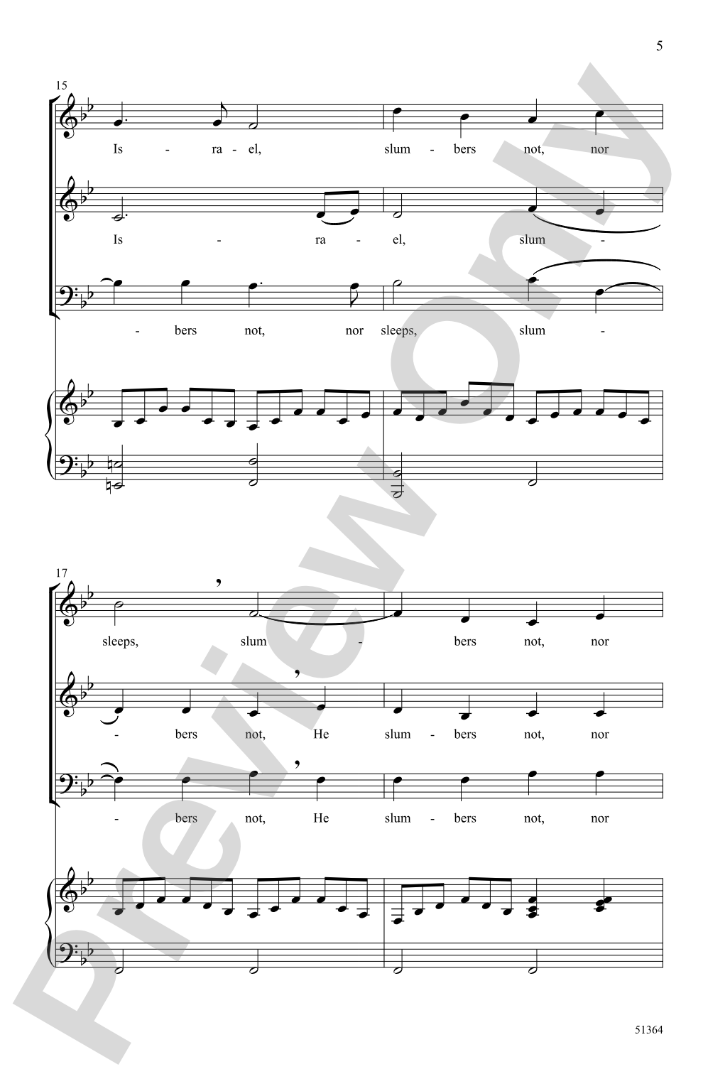 He, Watching Over Israel: 3-Part Mixed Choral Octavo