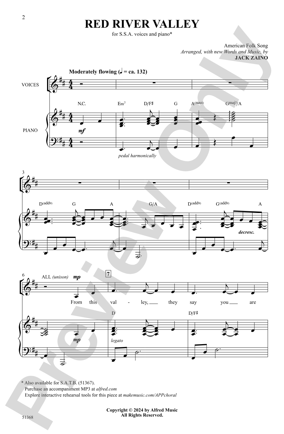 Red River Valley: SSA Choral Octavo