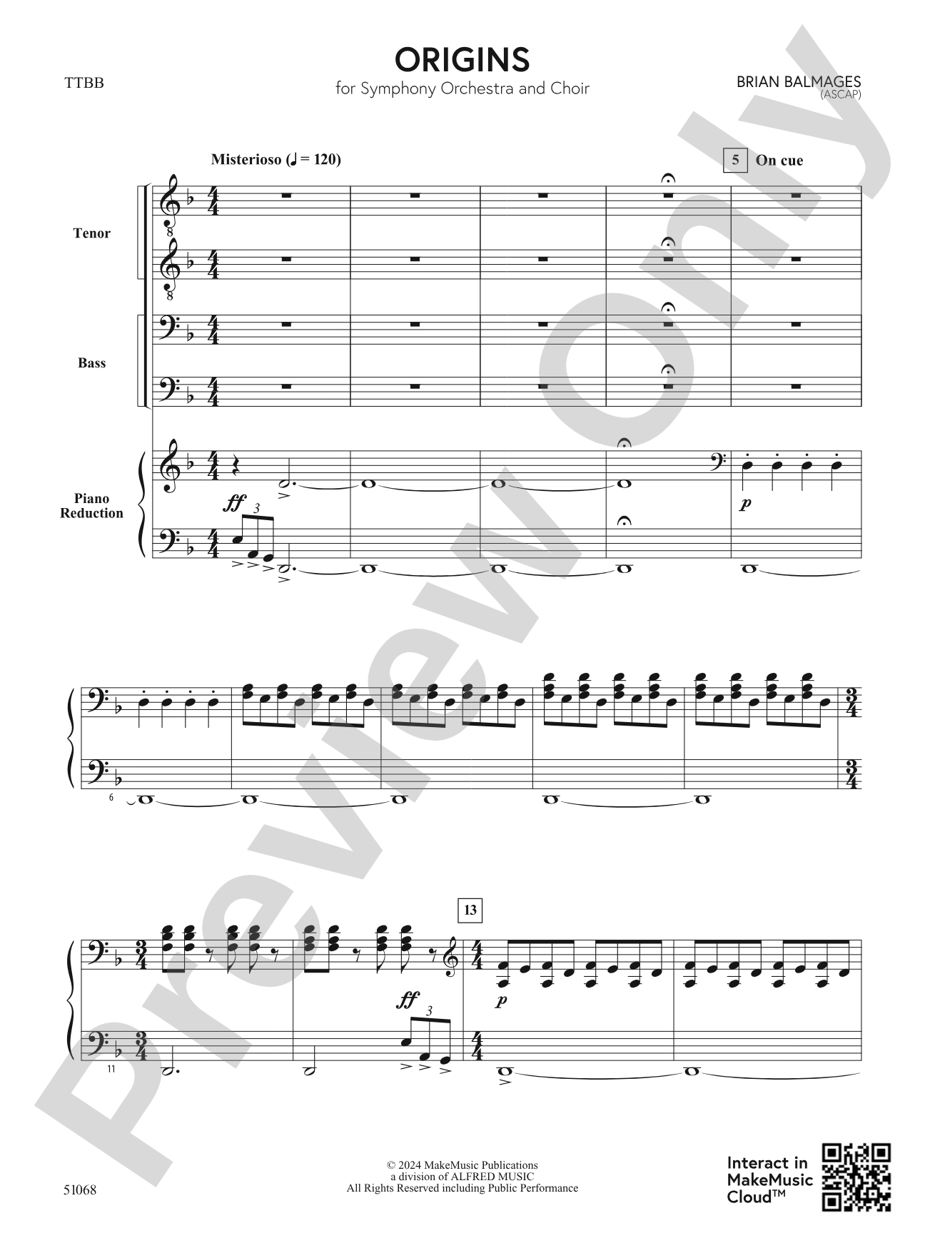 Origins: Full Orchestra T(T)BB Choral Octavo