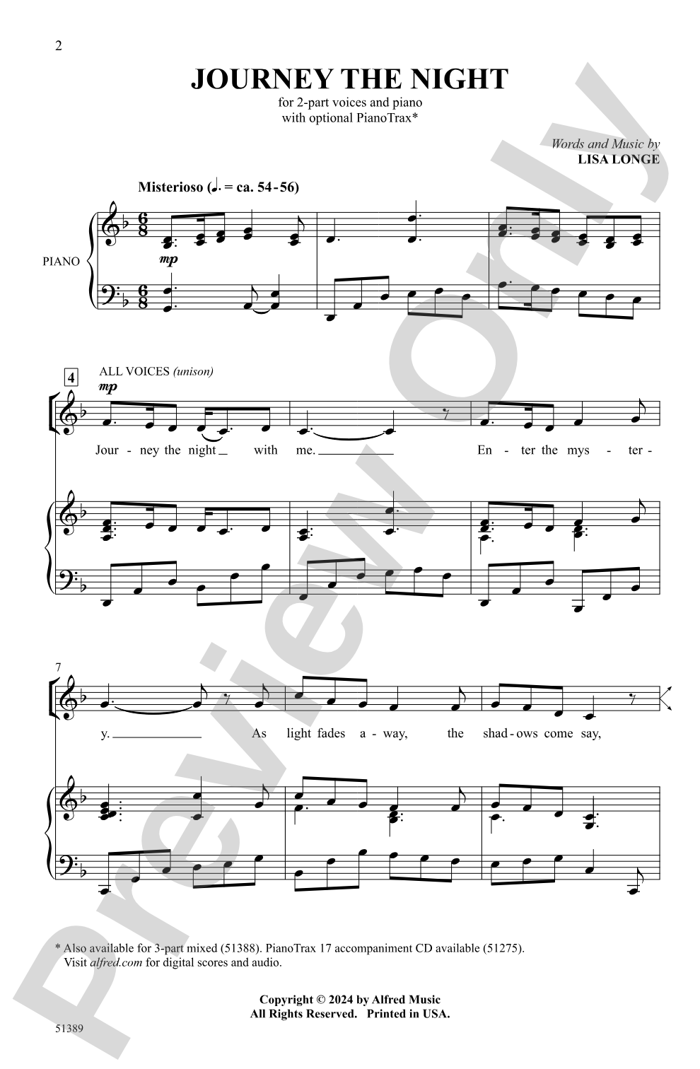 Journey the Night: 2-Part Choral Octavo