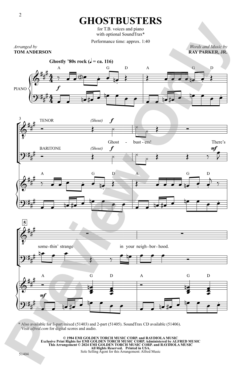 Ghostbusters: TB Choral Octavo