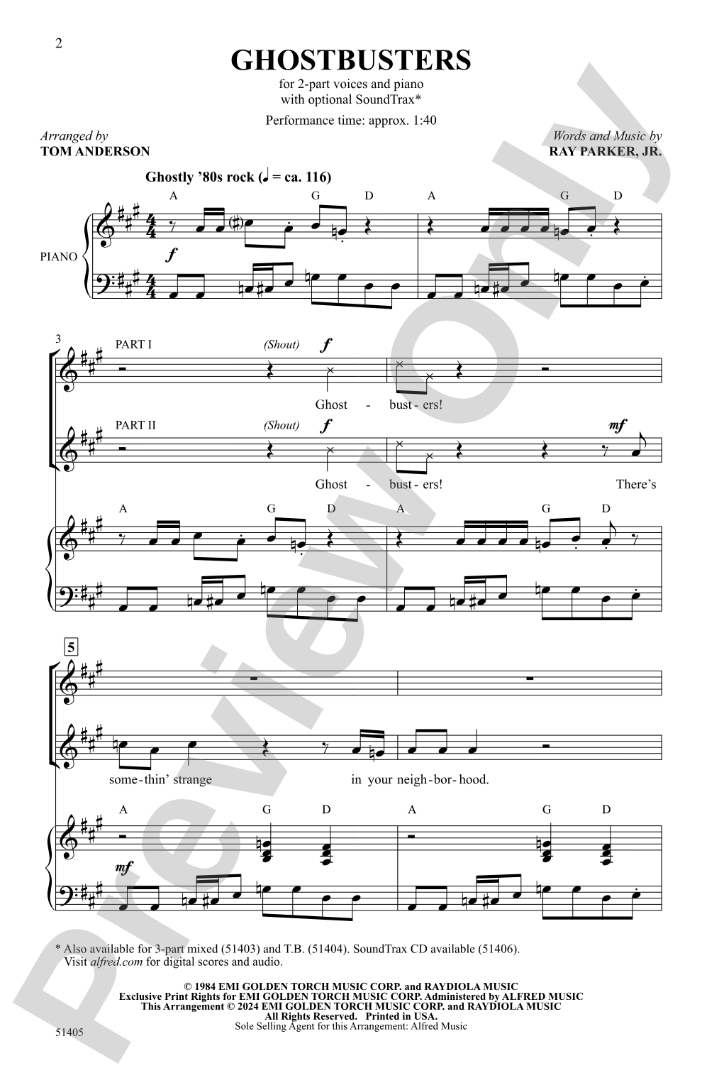Ghostbusters: 2-Part Choral Octavo