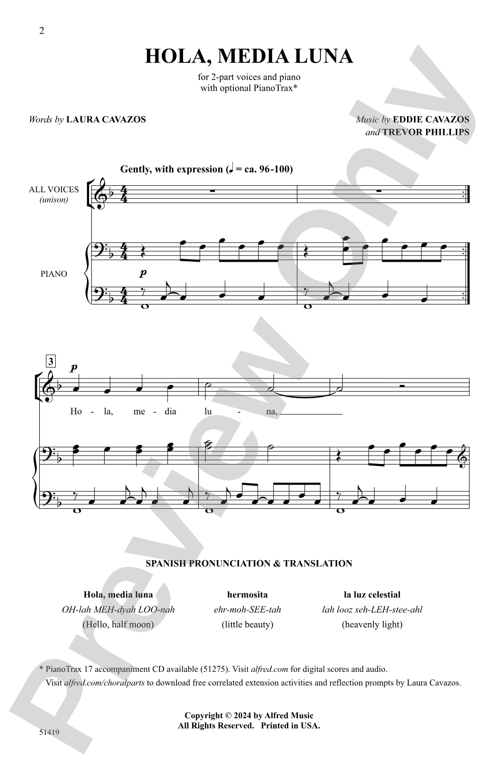 Hola, Media Luna: 2-Part Choral Octavo