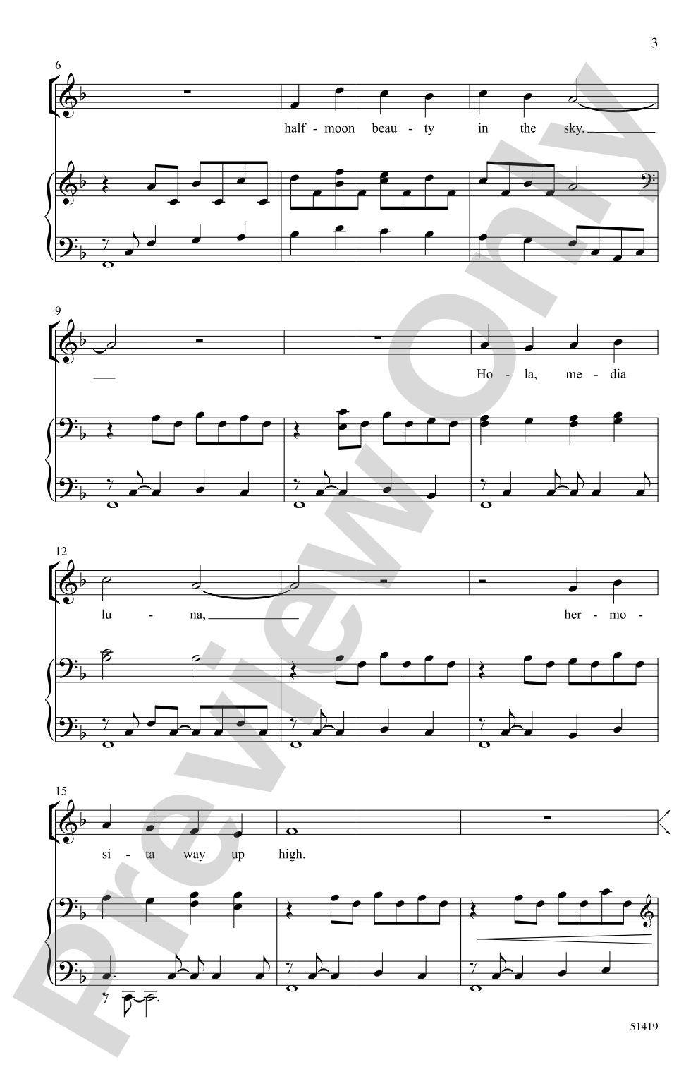 Hola, Media Luna: 2-Part Choral Octavo