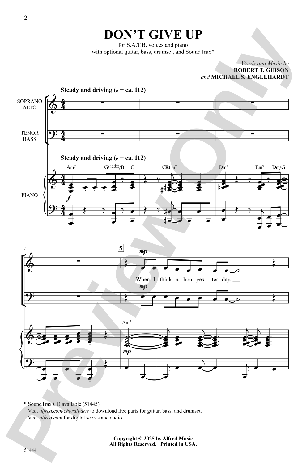 Don't Give Up: SATB Choral Octavo
