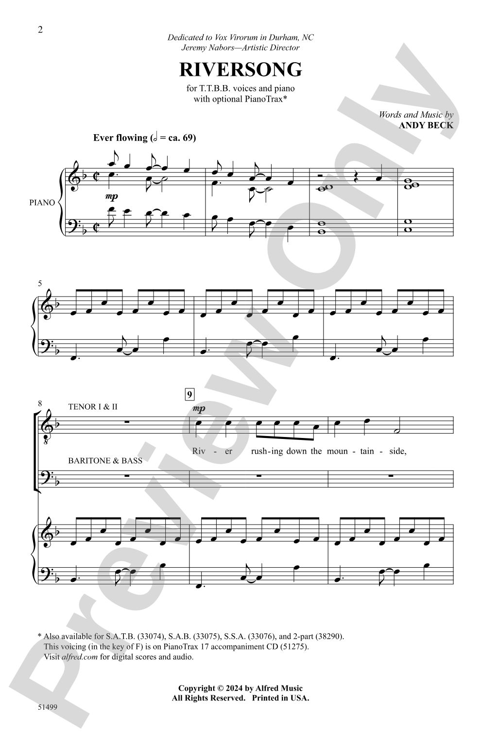 Riversong: TTBB Choral Octavo