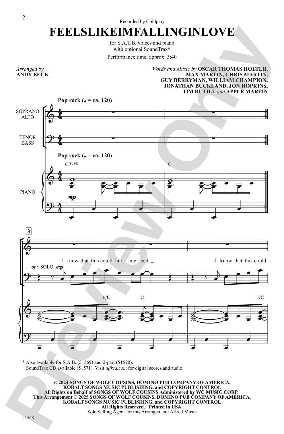 feelslikeimfallinginlove: SATB Choral Octavo