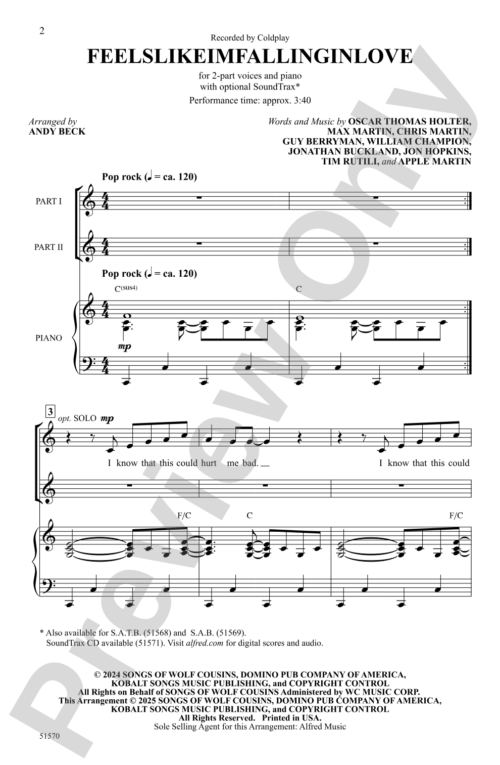 feelslikeimfallinginlove: 2-Part Choral Octavo