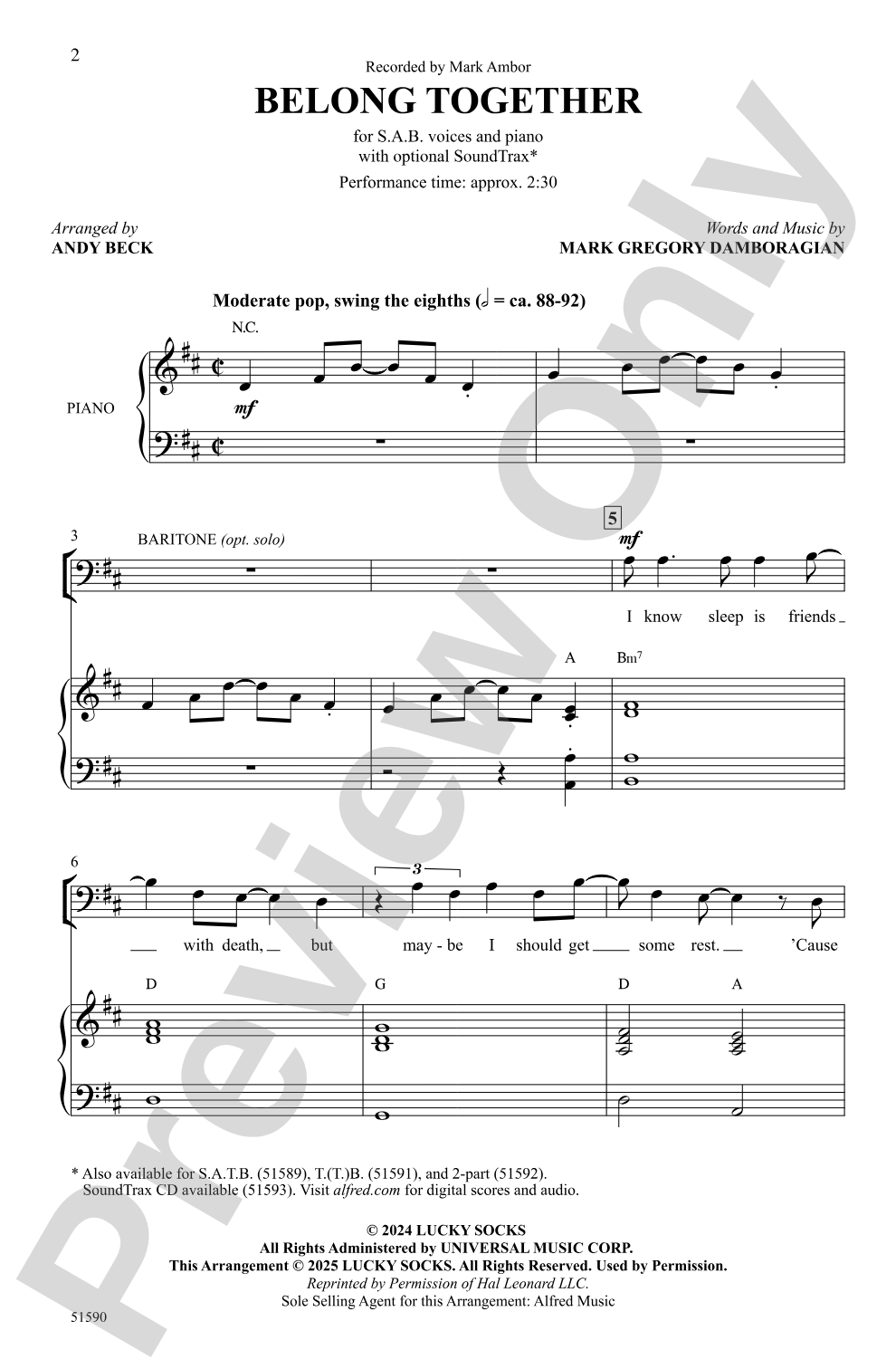 Belong Together: SAB Choral Octavo