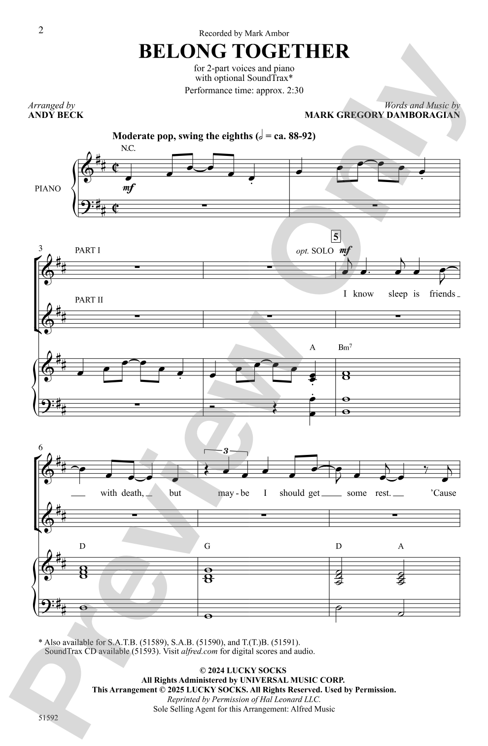 Belong Together: 2-Part Choral Octavo