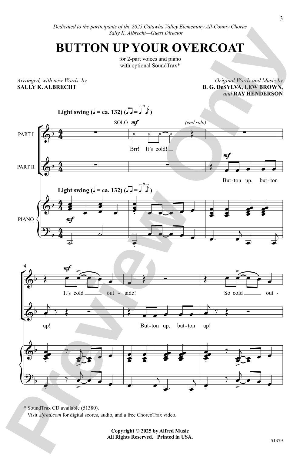 Button Up Your Overcoat: 2-Part Choral Octavo