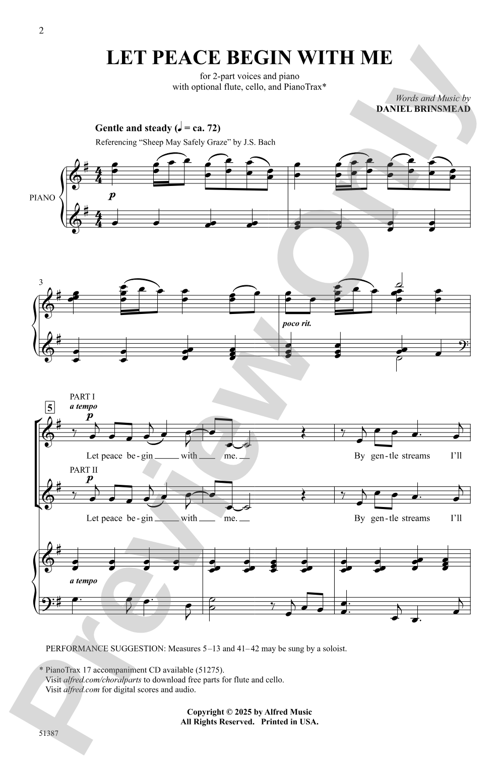 Let Peace Begin with Me: 2-Part Choral Octavo