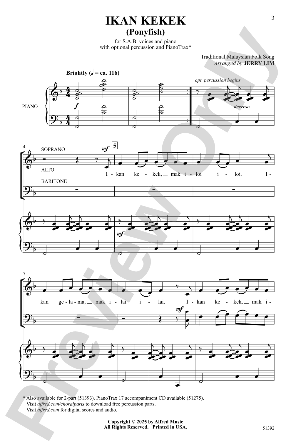 Ikan Kekek: SAB Choral Octavo