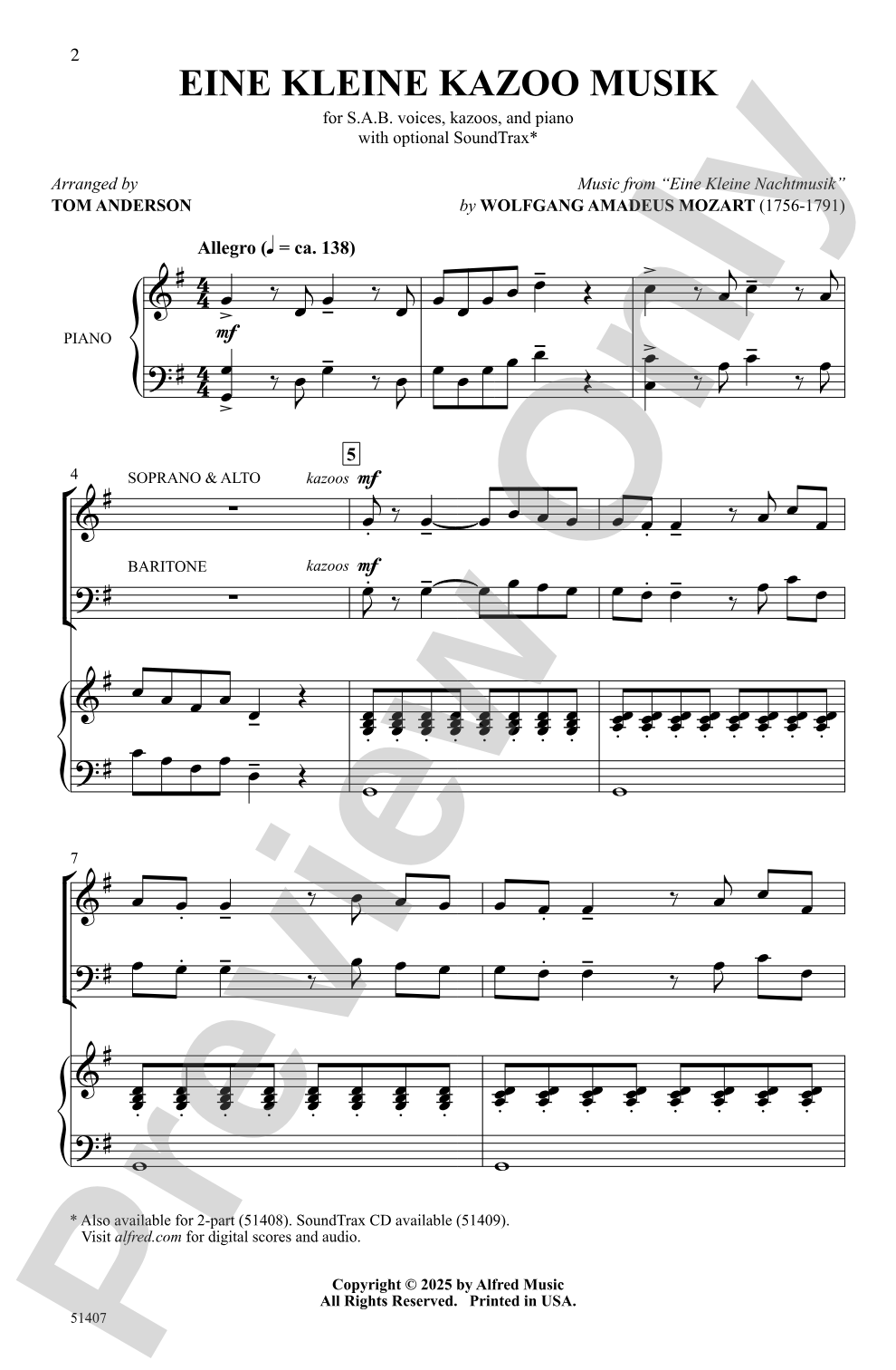 Eine Kleine Kazoo Musik: SAB Choral Octavo