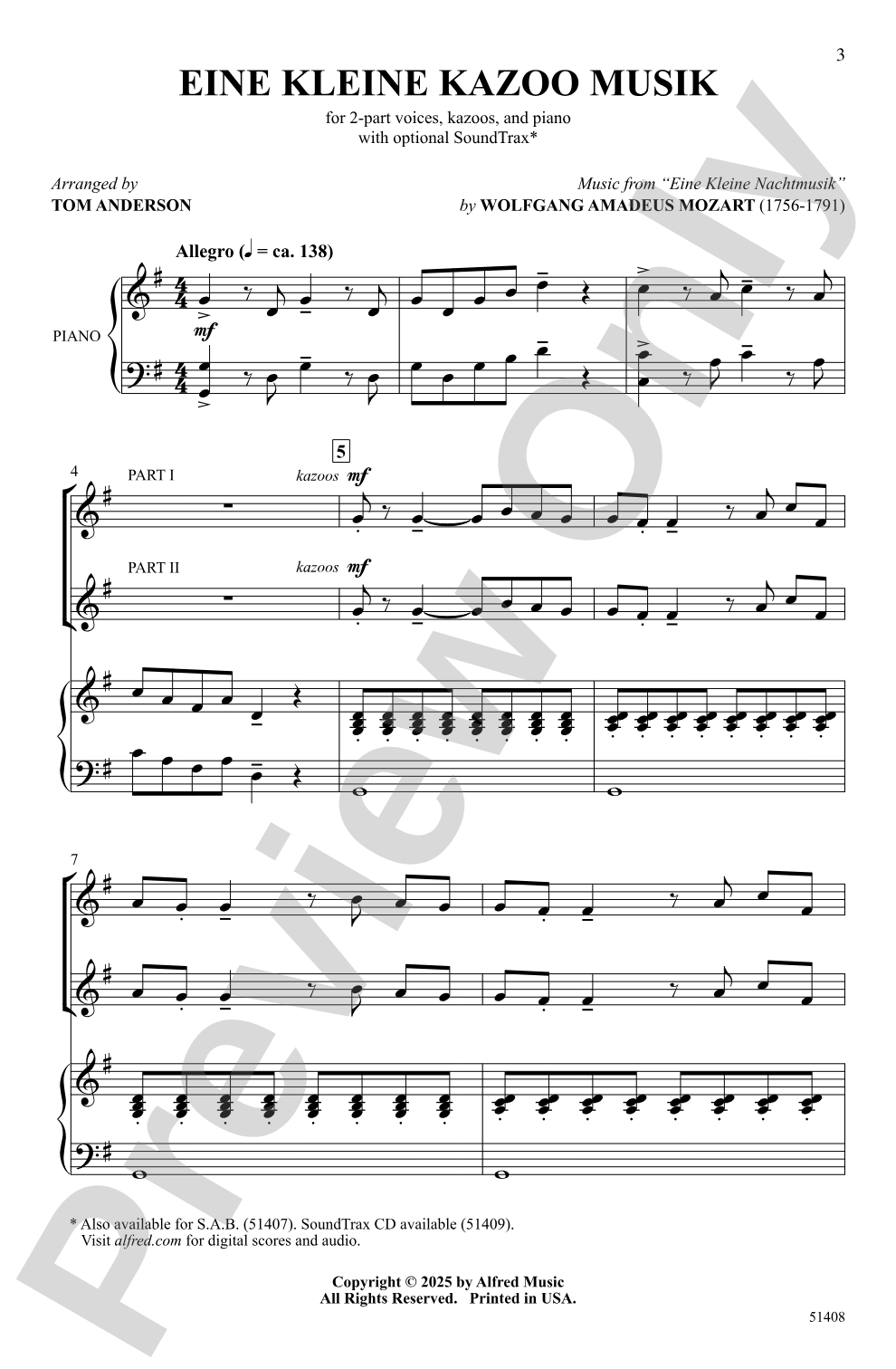 Eine Kleine Kazoo Musik: 2-Part Choral Octavo