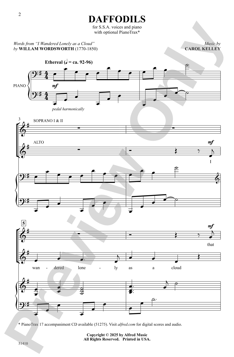Daffodils: SSA Choral Octavo