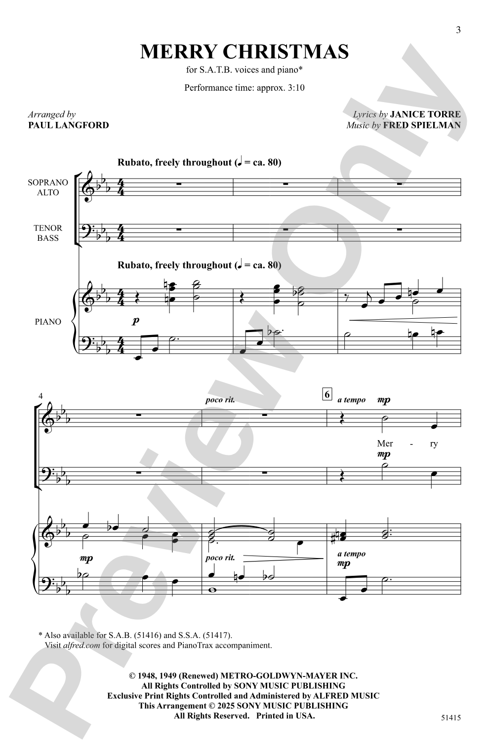 Merry Christmas: SATB Choral Octavo