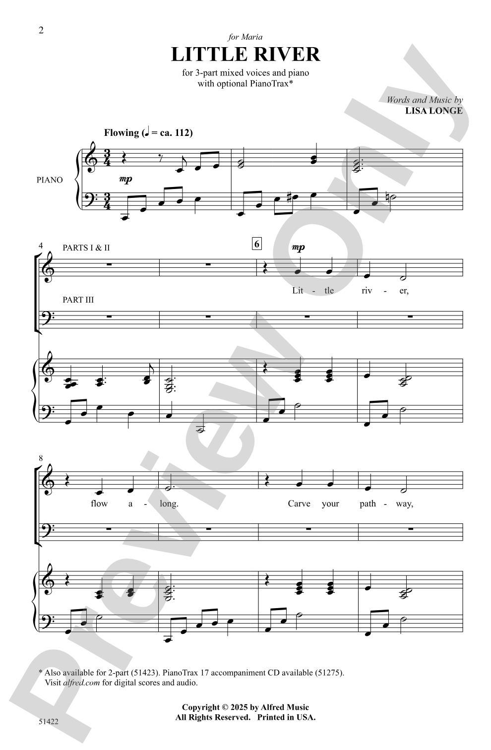 Little River: 3-Part Mixed Choral Octavo