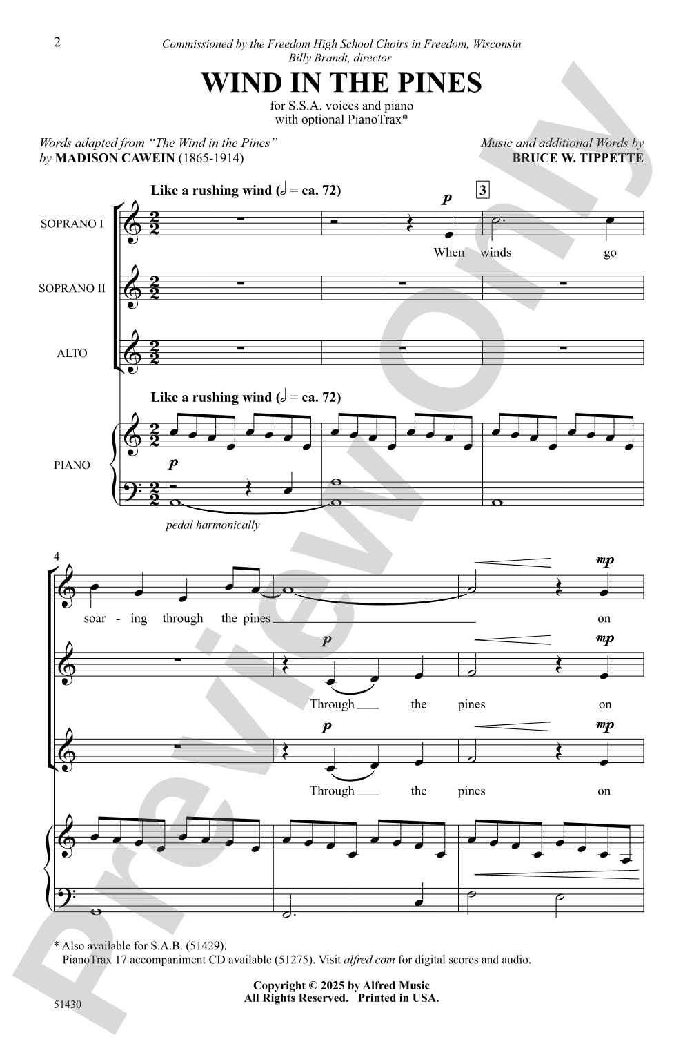 Wind in the Pines: SSA Choral Octavo