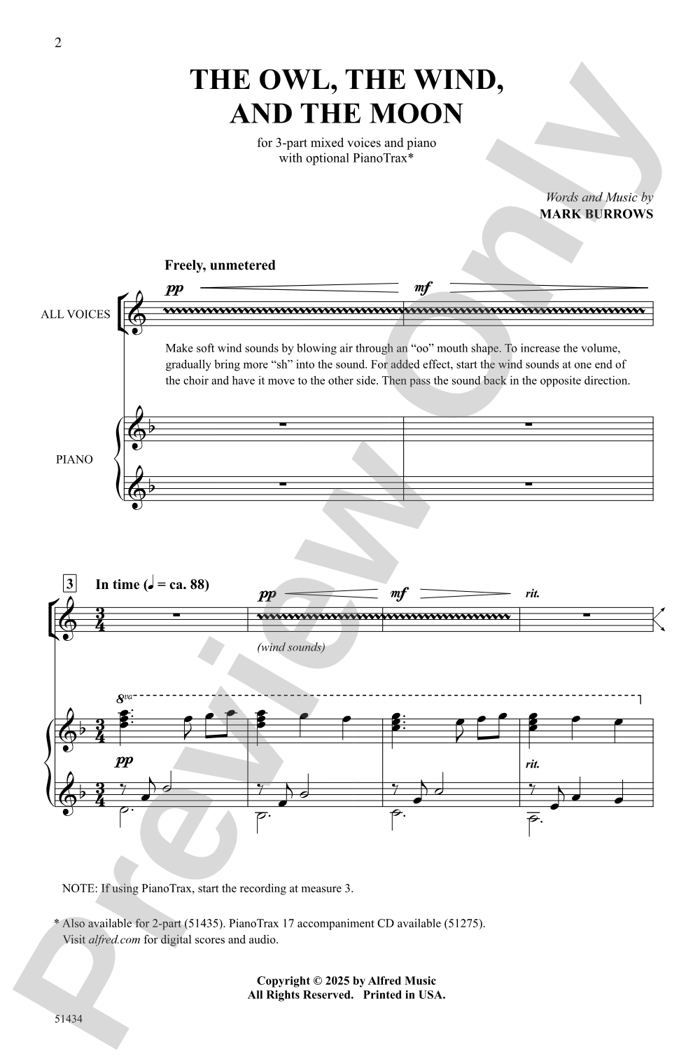 The Owl, the Wind, and the Moon: 3-Part Mixed Choral Octavo