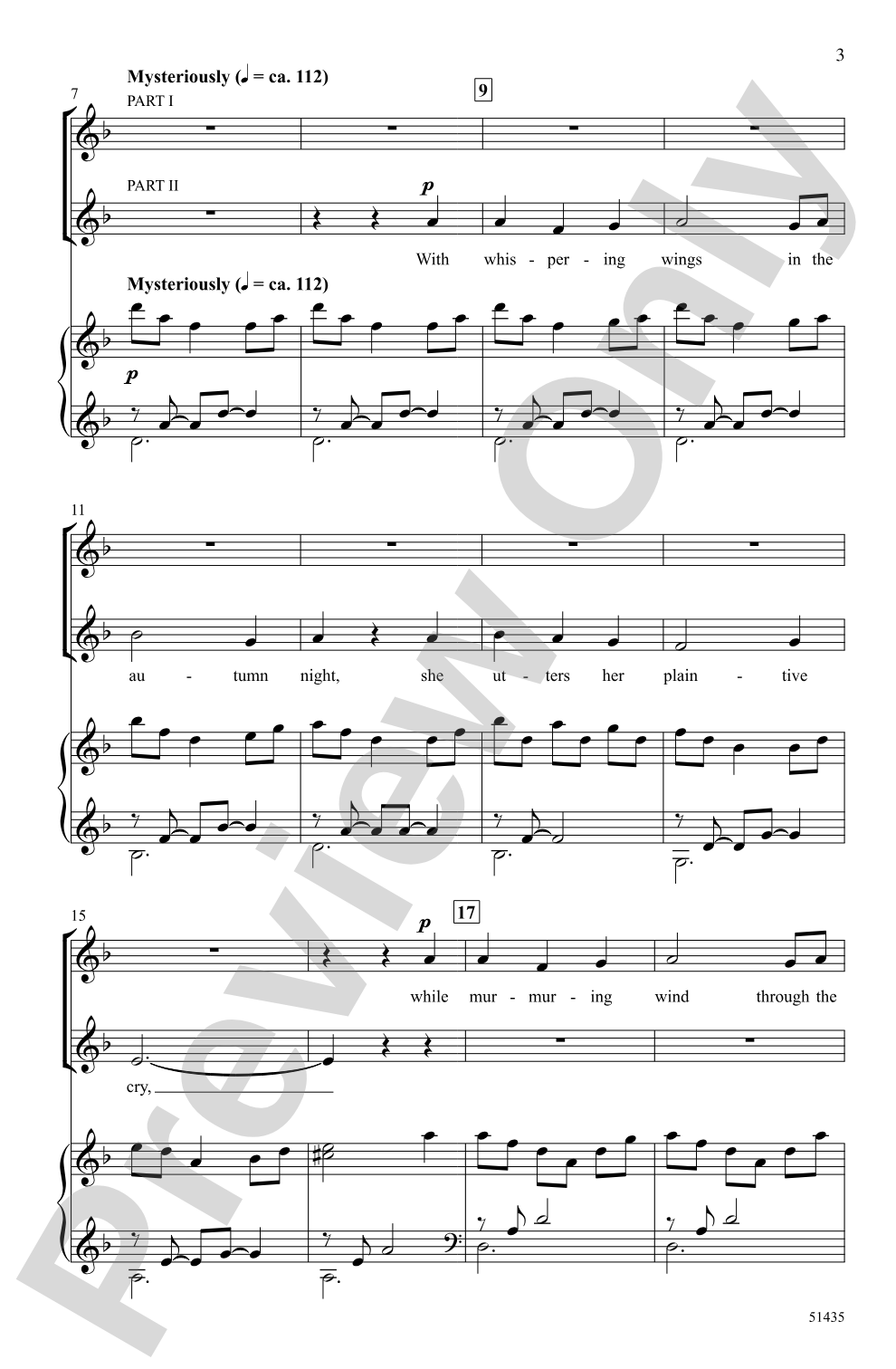 The Owl, the Wind, and the Moon: 2-Part Choral Octavo