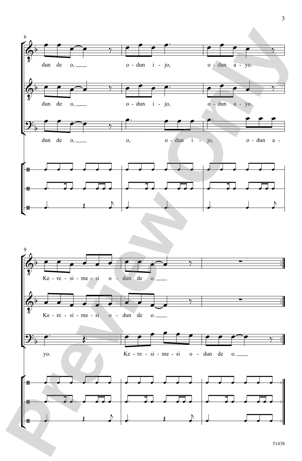 Keresimesi Odun De O: TTB <i>a cappella</i> Choral Octavo