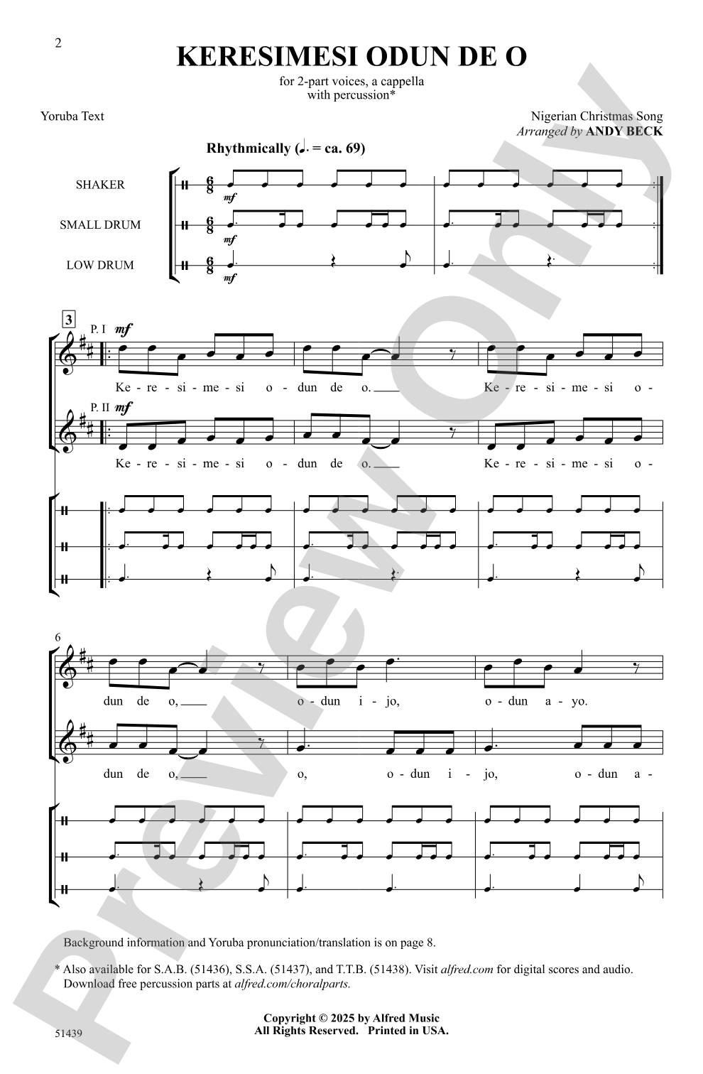 Keresimesi Odun De O: 2-Part <i>a cappella</i> Choral Octavo