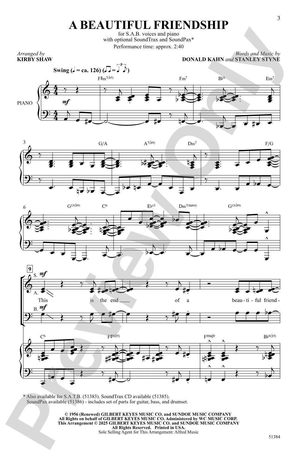 A Beautiful Friendship: SAB Choral Octavo