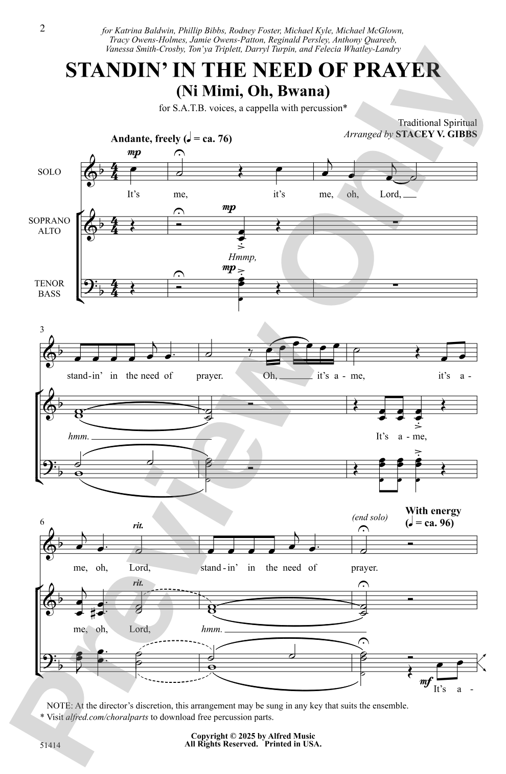 Standin' in the Need of Prayer: SATB <i>a cappella</i> Choral Octavo