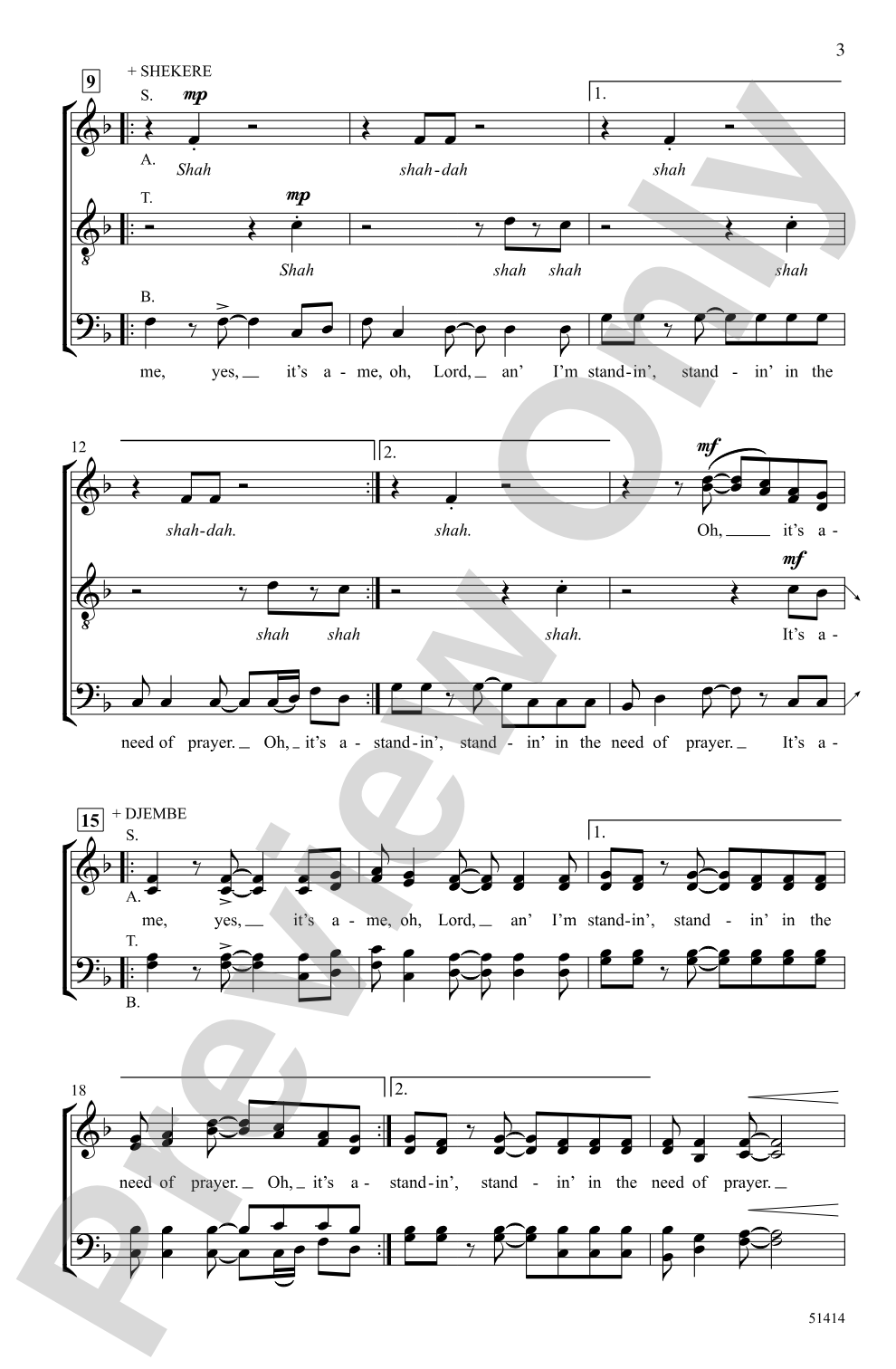 Standin' in the Need of Prayer: SATB <i>a cappella</i> Choral Octavo