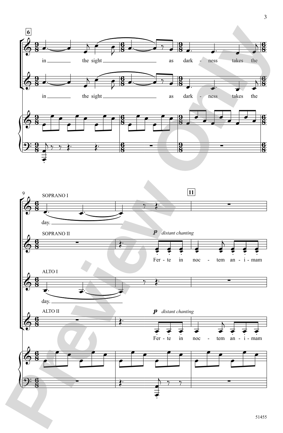 In Noctem: SSAA Choral Octavo