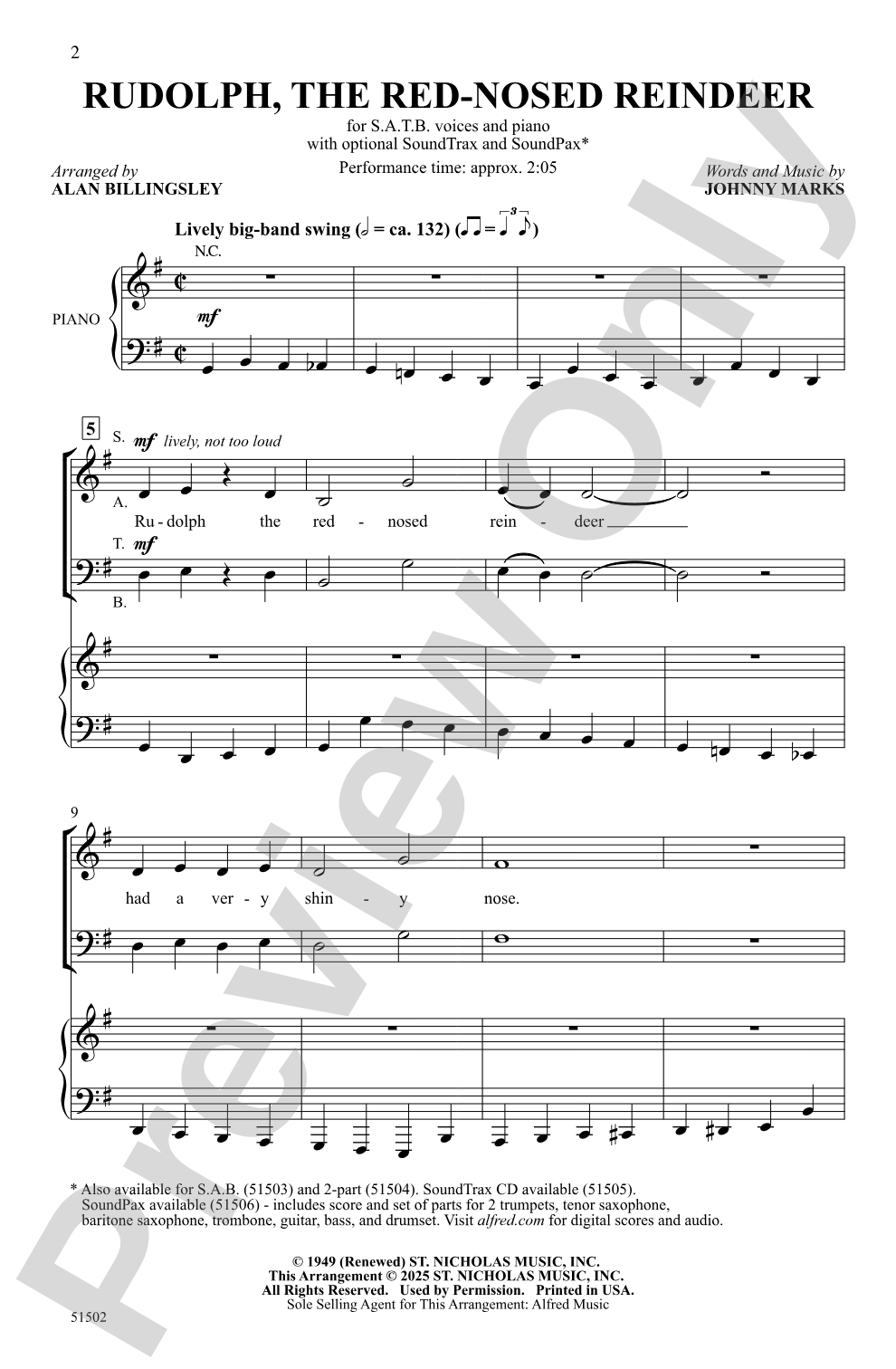 Rudolph, the Red-Nosed Reindeer: SATB Choral Octavo